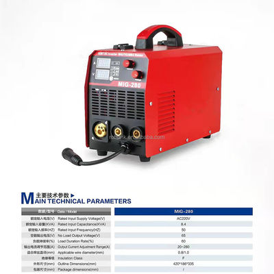 220V Smart Inverter MIG 280 Lasmachine voor ijzeren roestvrij staal 60% Tig Inverter